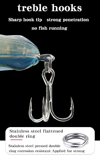 Miniatura 6 de Topwater Señuelos JAZALIC Propellers - Señuelo de pesca con ganchos y anillo de tres puntas, cebo flotante para lubina, lápiz de agua, señuelos de