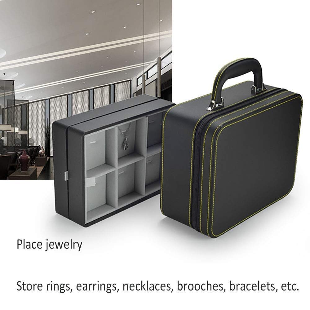 Joyeros de regalo para mujer, cajas de joyería de cuero, organizador de joyas portátil, 2 capas, gran capacidad, para anillos, collares, aretes, regalos de Año Nuevo negro