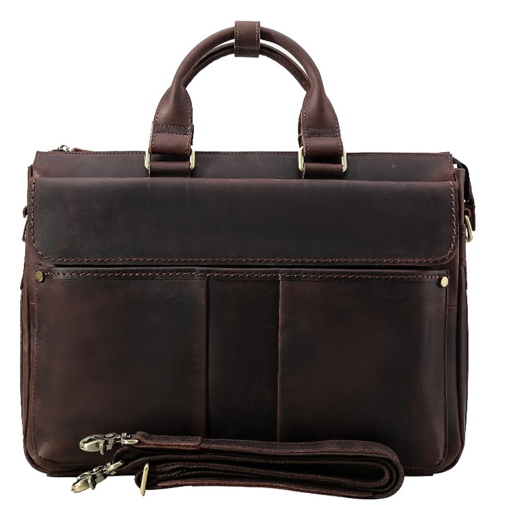 THJKUPO Leather Briefcase for Men Business Travel Messenger Bag Large Laptop Work Bag
