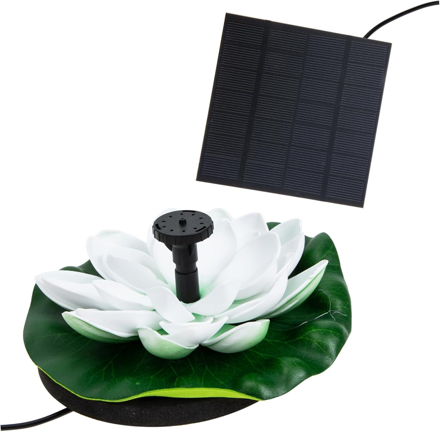 Solar Floating Lotus Fountain for Garden Pool Durable Easy to Install Solar-powered Decorative Water Feature with Spray Nozzles White