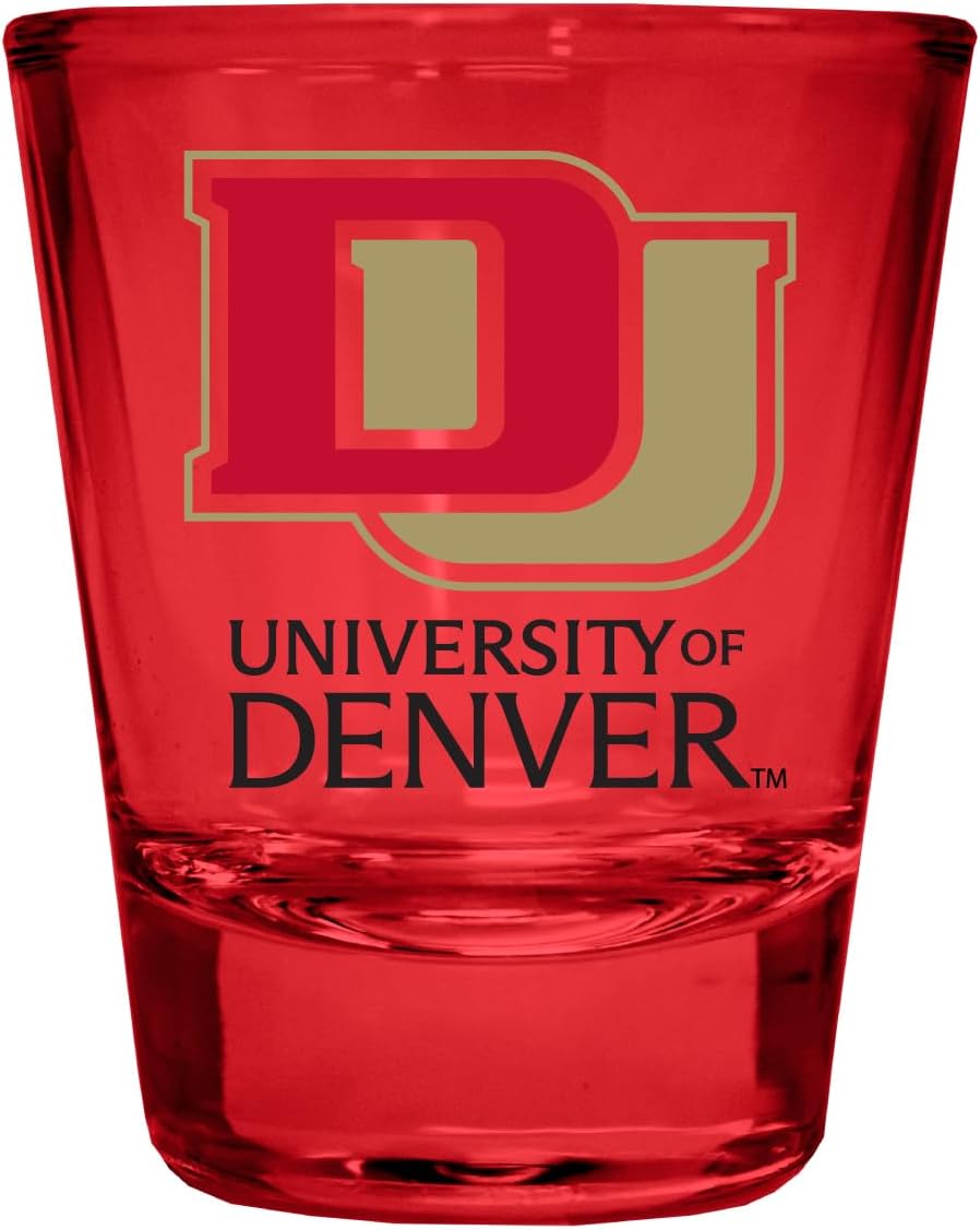 Set de 4 Vasos Tequileros University of Denver Pioneers 2 oz Rojo