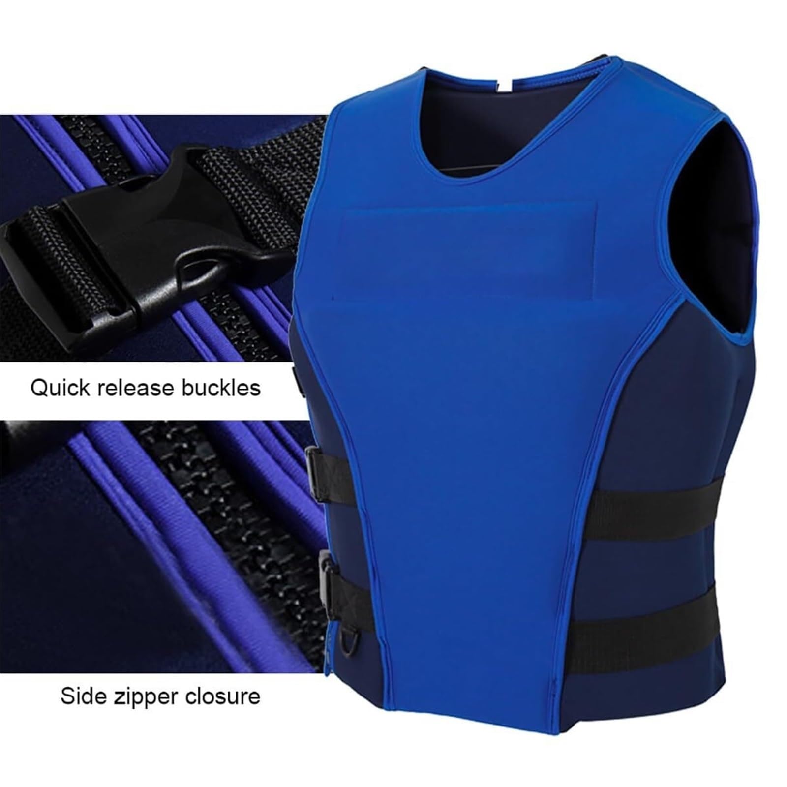 Gilet da kayak per adulti con cerniera e fibbie regolabili | Gilet in neoprene per kayak, pesca, vela, nuoto, attrezzatura di sicurezza ad alta galleggiabilità, per uomini e donne
