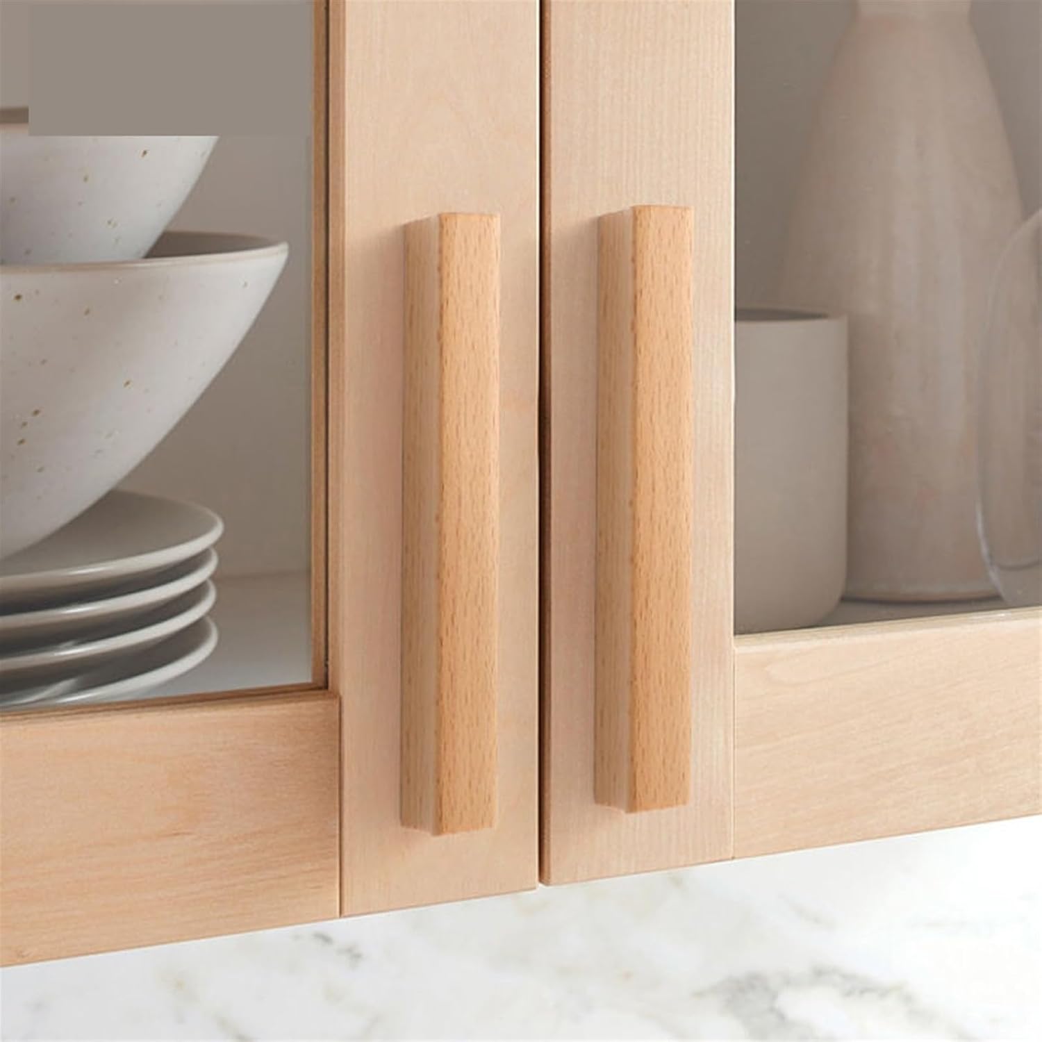 Handles Kitchen Cabinets Drawers Door Knobs Wardrobe Cupboard Wooden Pulls Furniture Hardware Handles 1Pcs (Color : Walnut-128mm)