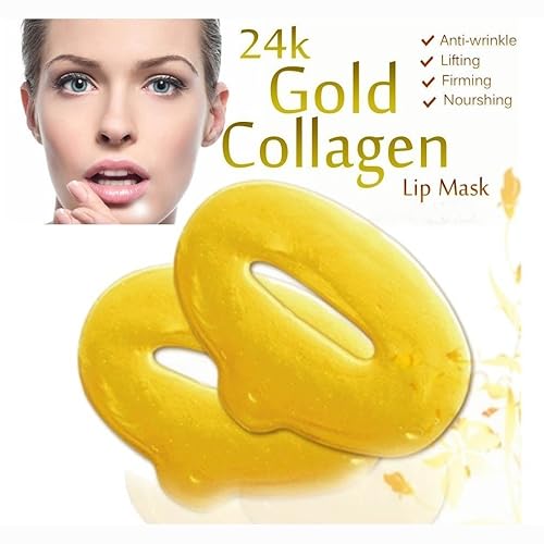 5 máscaras de colágeno de oro de 24 quilates para tratamiento de labios. Labios más voluminosos más suaves. Antienvejecimiento reduce las arrugas de