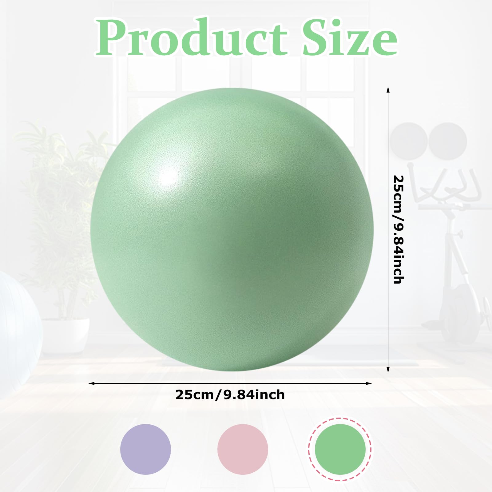 Lot de 3 balles de Pilates 25 cm antidérapantes rose violet vert avec tube de soufflage pour yoga et gym
