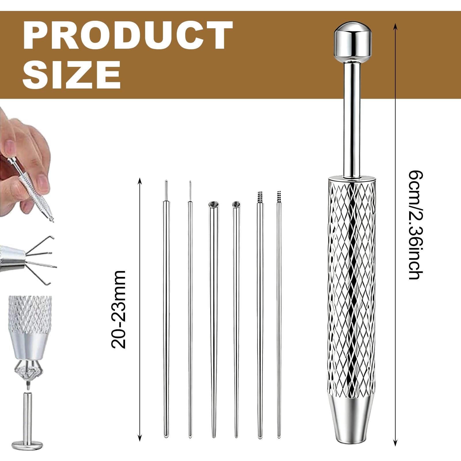7 Pcs Piercing Ball Grabber and Opener Set, Piercing Taper Insertion Tool, Piercing Tools to Change Jewellery, 16G 18G Compatible Stainless Steel Flat Back Earring Applicator Tool for Ears Nose Lip — view 2