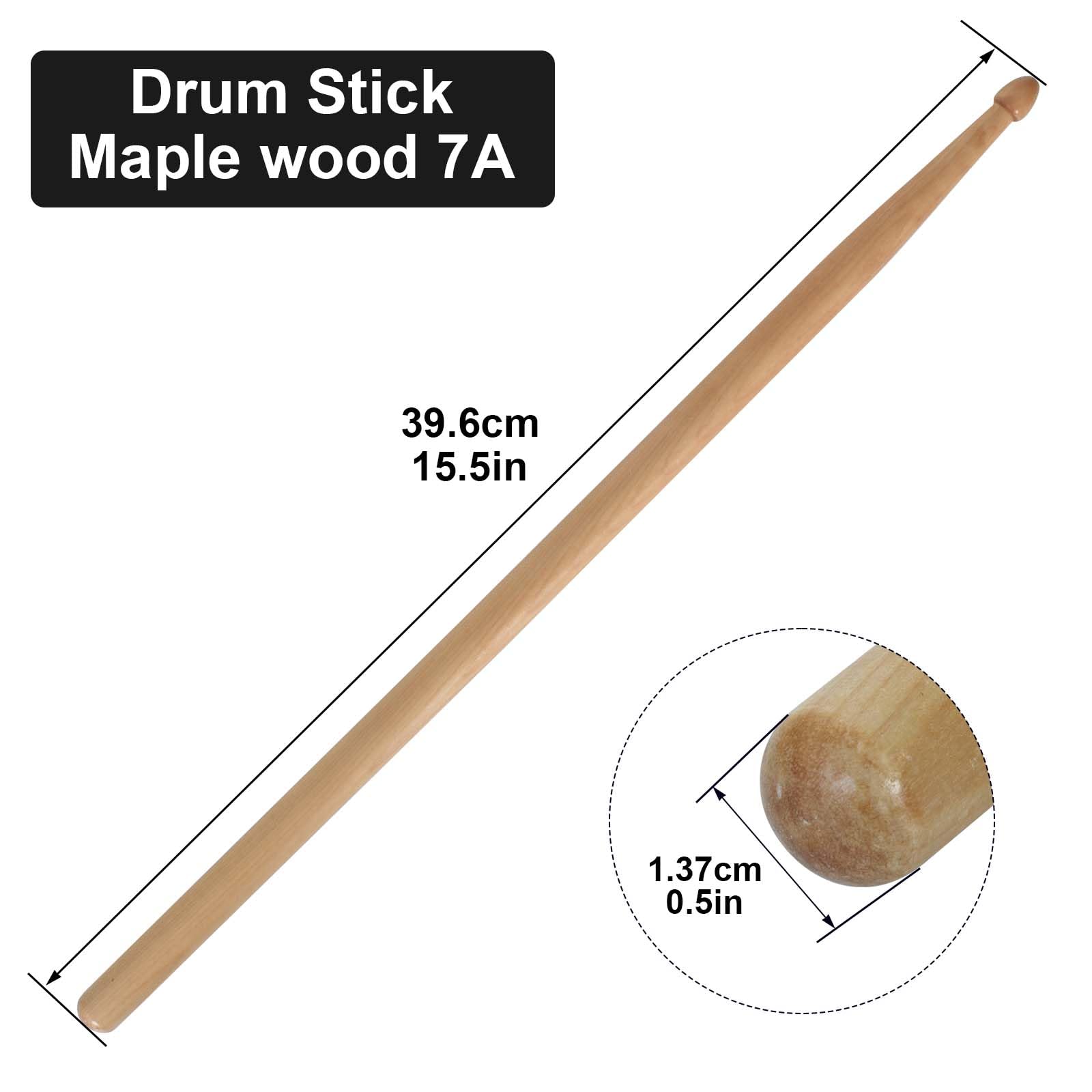6 works 5A/7A Classic Maple Wood Drum Sticks Set Oval Tip Wooden Drum Sticks for Adults Kids and Beginners (7A) - Image 2
