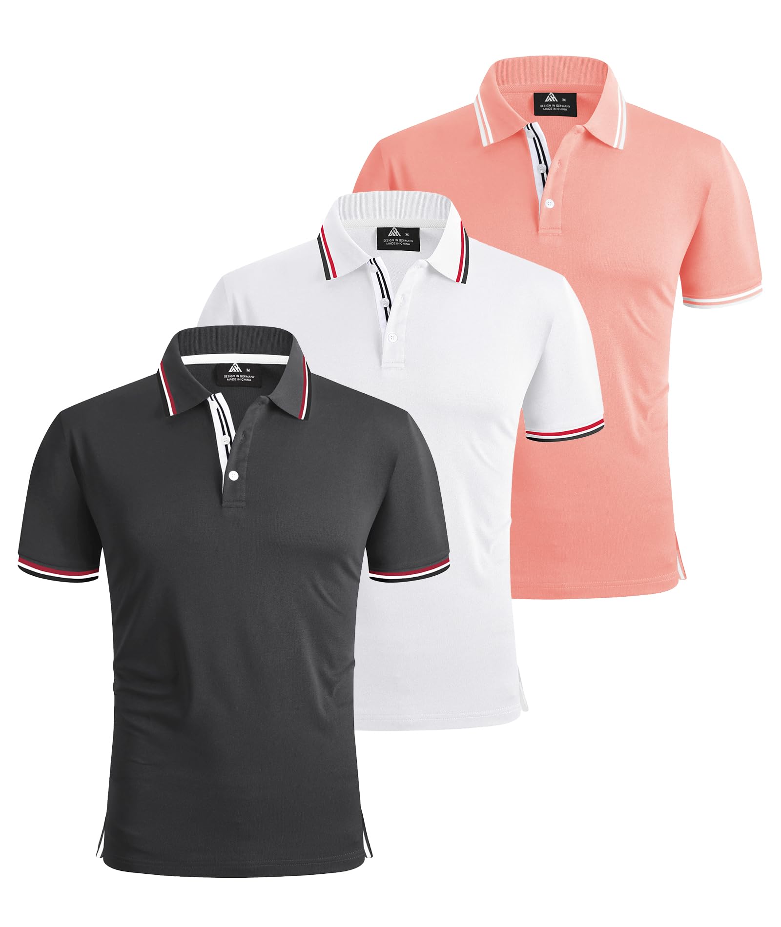 V VALANCH Herren-Polo-Shirt, kurzärmelig, feuchtigkeitsableitend, Golf-Poloshirt, athletischer Kragen, Tennis-T-Shirt, Tops | Atmungsaktiv, weich, 60er-/70er-Jahre-Stil, vertikaler Streifen, Wochenende, Date-Nacht, Urlaubsreisen, Frühherbst-Looks