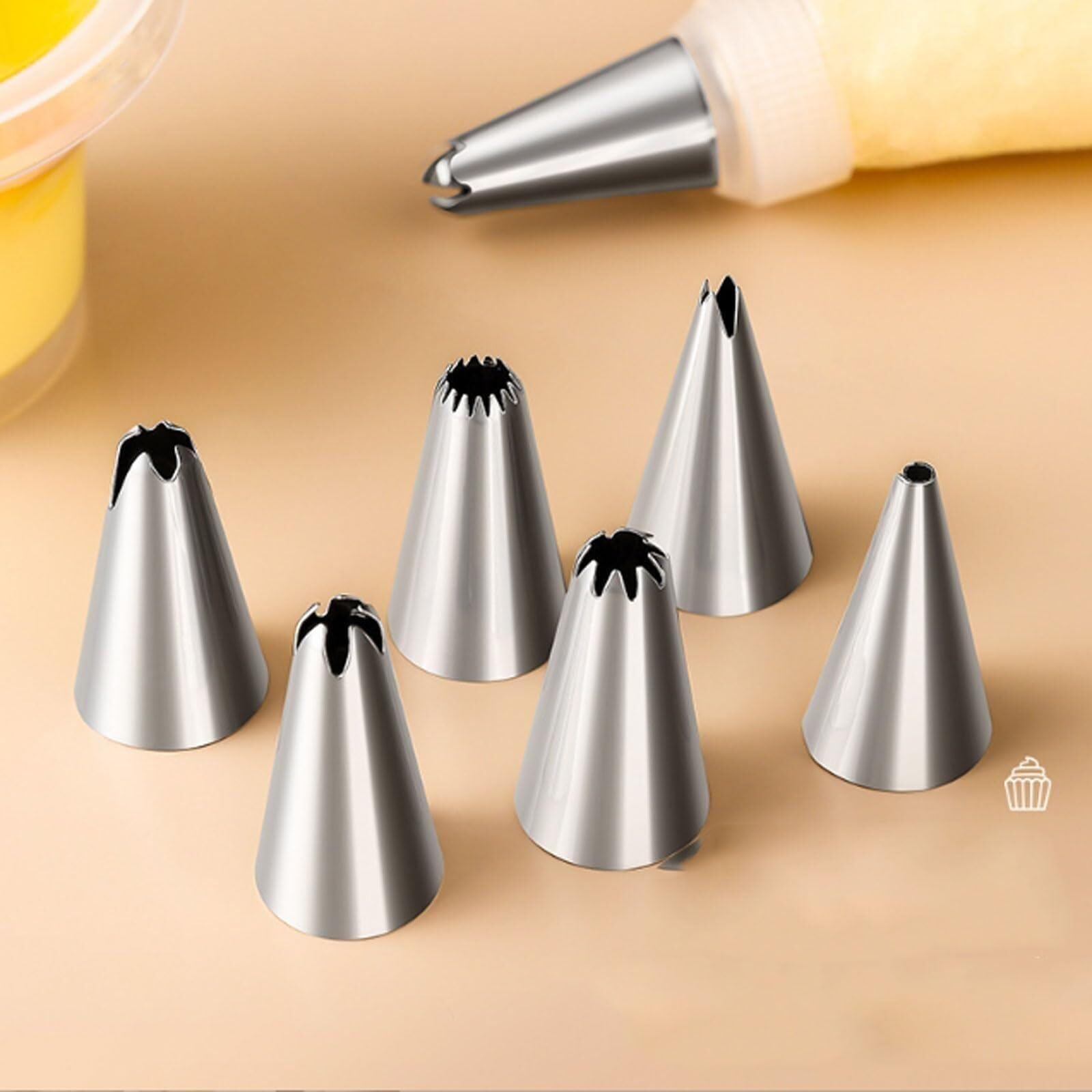Juego de boquillas for decorar pasteles de acero inoxidable de 7 piezas | Un juego esencial for hornear en casa, que incluye puntas for ribetes de flores. boquillas