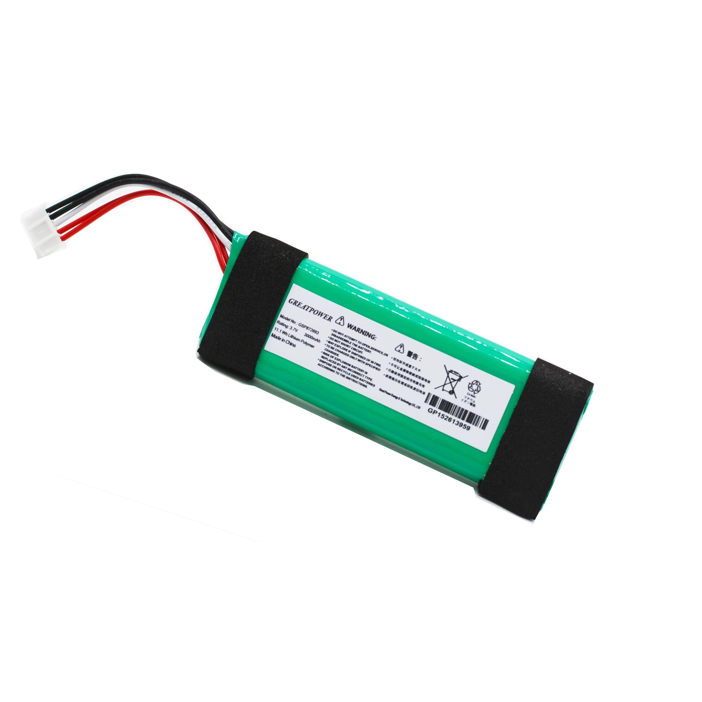 Batteria di ricambio OEM per JBL Flip 4, Greatpower 3,7 V 3.000 mAh, batteria OEM verde GSP87269301, per JBL Flip Essential