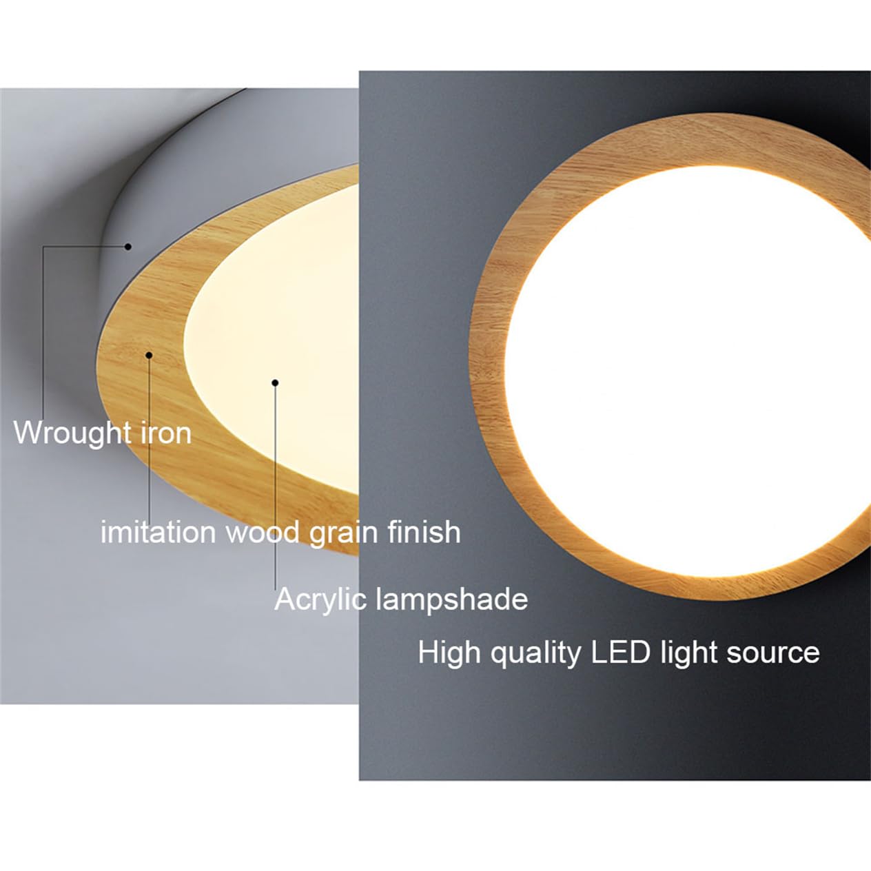Nowoczesna i minimalistyczna czarna lampa sufitowa LED do sypialni | Okrągła lampa sufitowa LED 50 cm, 36 W, z abażurem akrylowym 3CCT, prosta i podtynkowa. Idealny do jadalni i salonu.