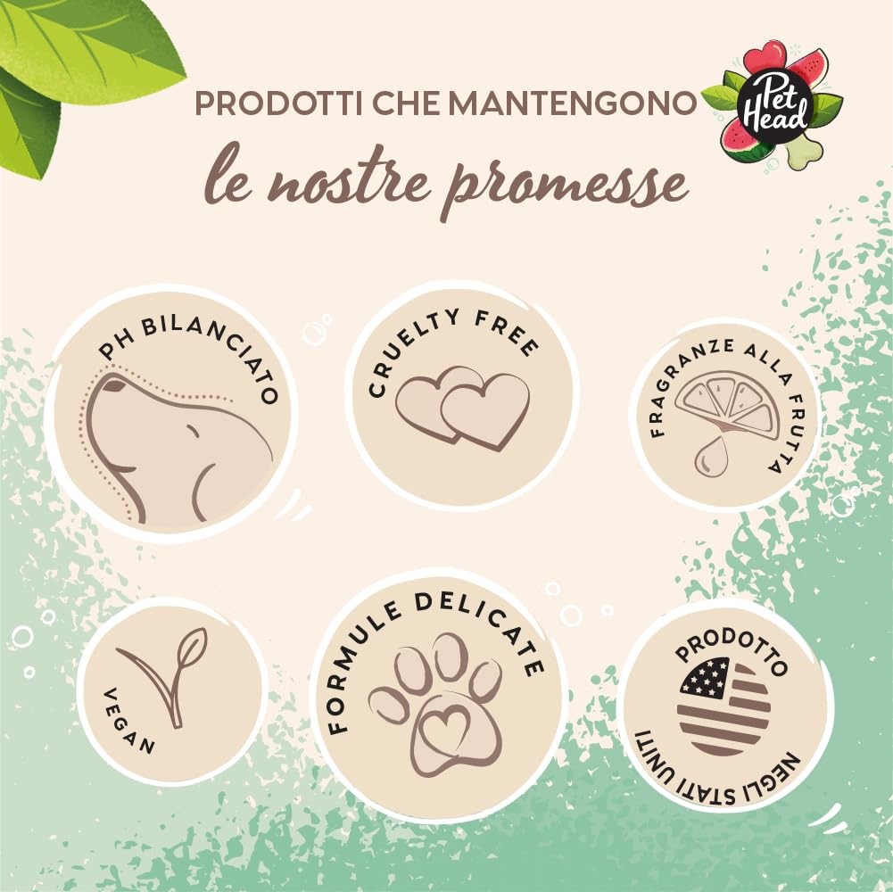 Pet Head Balsamo Furtastic per cani dal Pelo Riccio e Lungo | Profumo di anguria | Idrata e districa il pelo| Ingredienti naturali e Vegani | Formula delicata per cuccioli | 250ml
