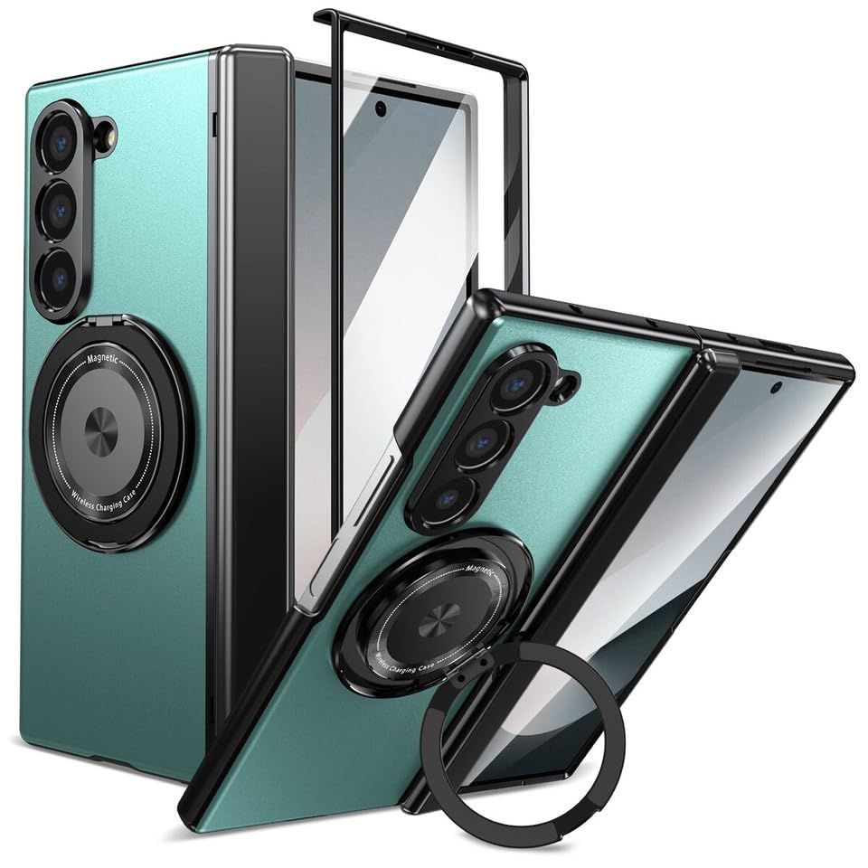Generic Custodia compatibile con Samsung Galaxy Z Fold 4 (colore verde) custodia magnetica con supporto e custodia rigida per display