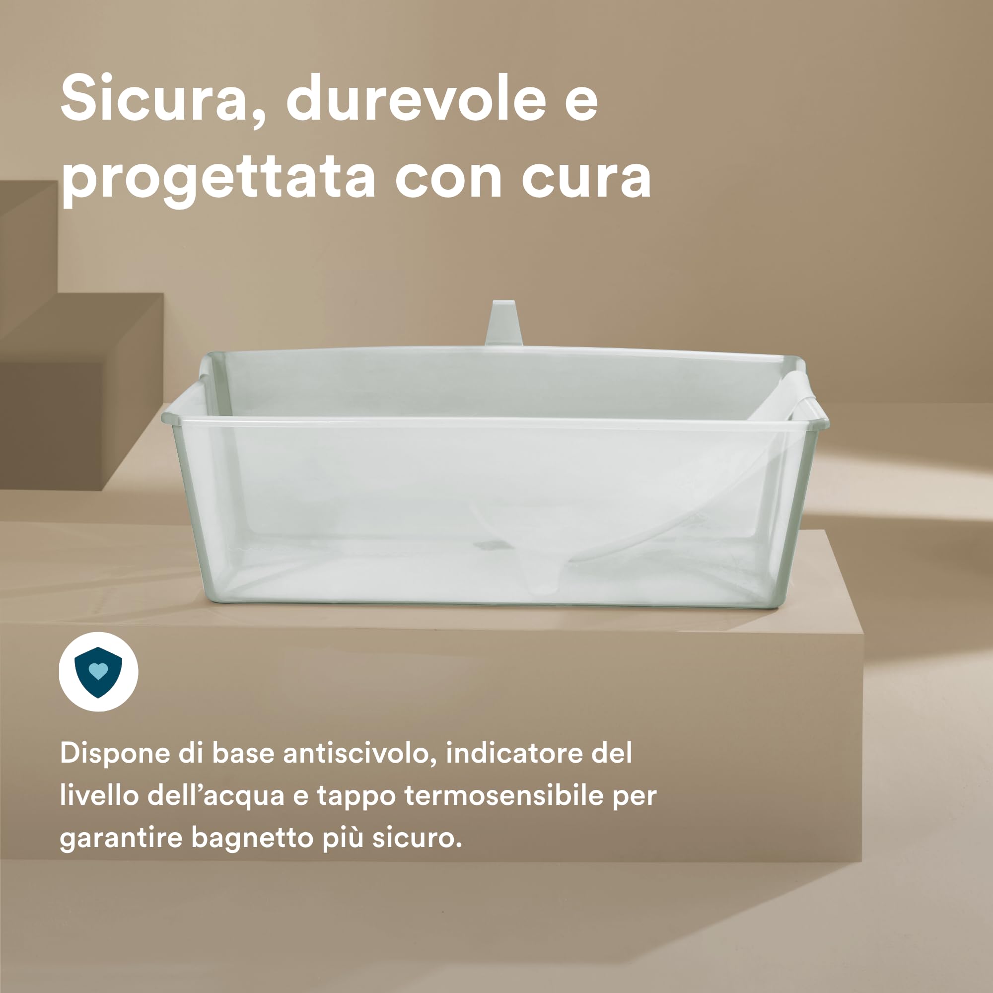 Stokke Flexi Bath XL (verde trasparente) con supporto neonato, durevole e facile da riporre, ideale per bambini da 0 a 6 anni