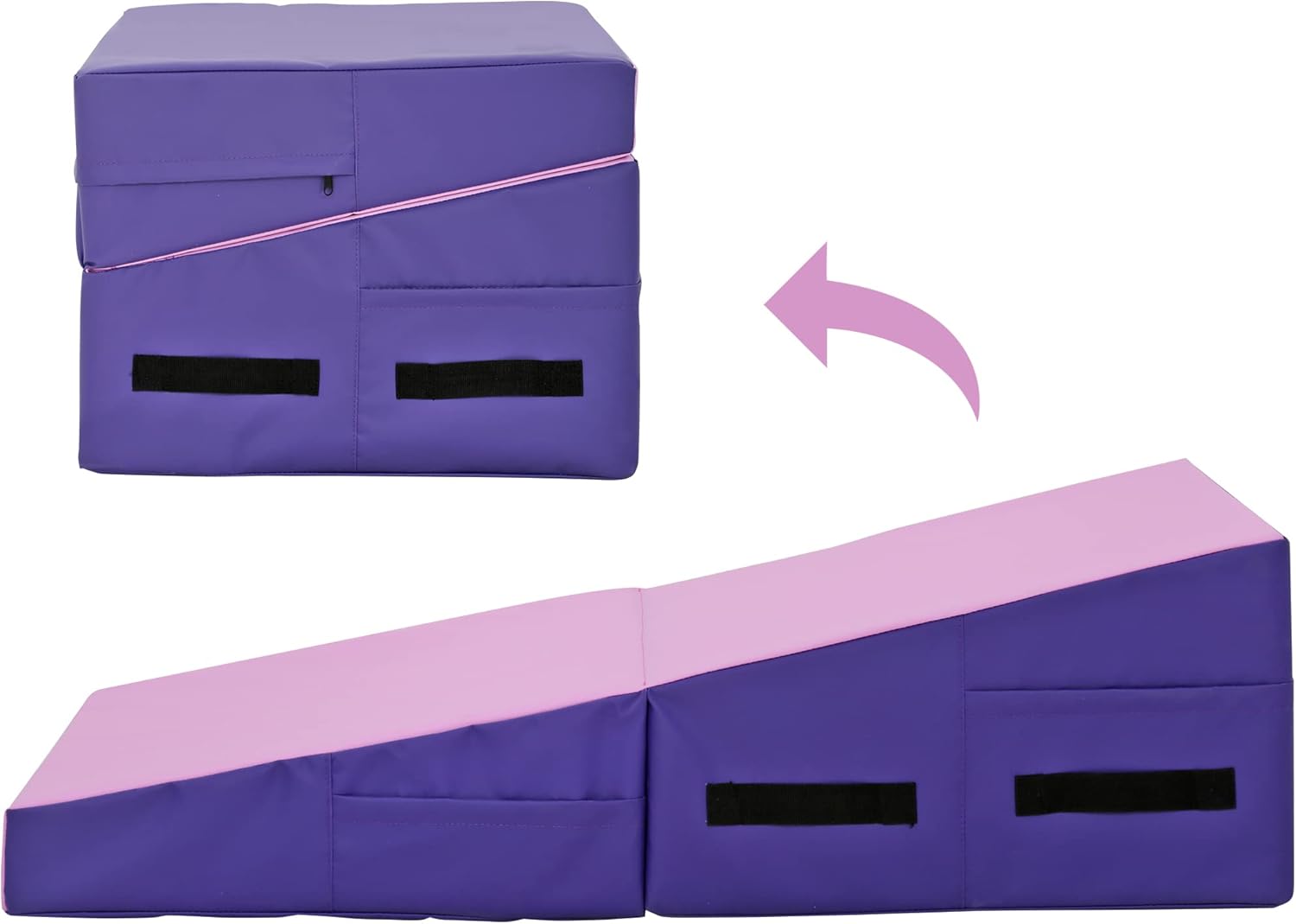 BestMassage Gymnastics Mat Incline Mat Tumbling Mat Folding Gymnastic Tumbling Mat Indoor/Outdoor Exercise Mat Home Gym Yoga Mat with Handle PINK 48 x 24 Inch