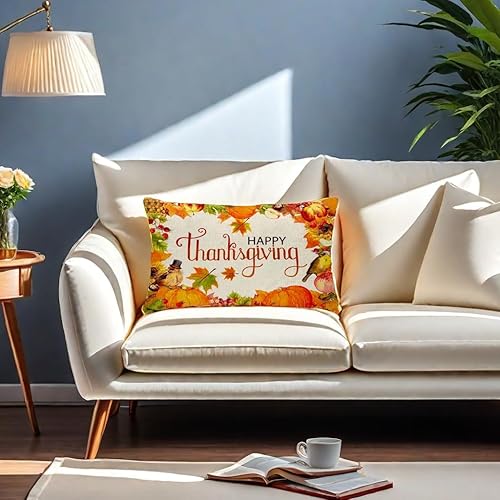 Miniatura 2 de Color Life Home - Funda de cojín de otoño con diseño de hojas de arce y calabaza, 12 x 20 pulgadas, diseño de otoño con texto en inglés "Give Thank