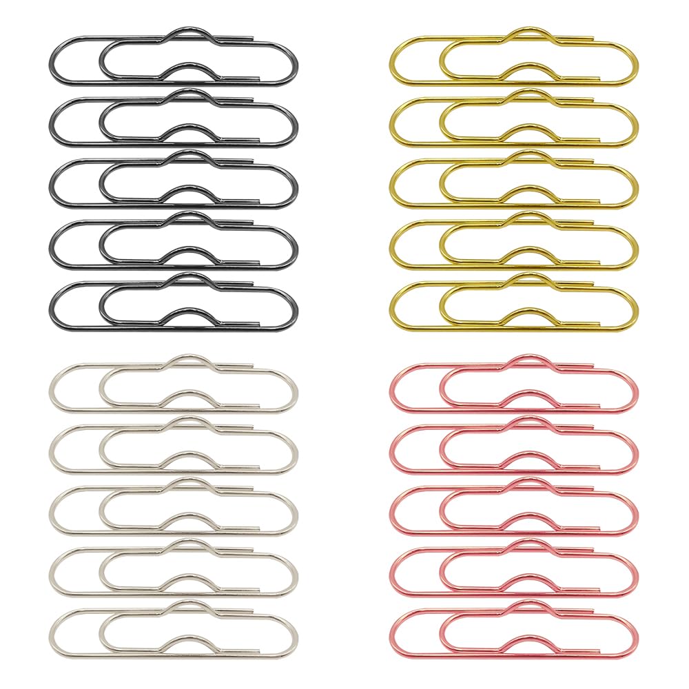 UMCHU Pack of 20 Paper Clip Holder Pen Clips, Metal Pen Clip, Pen Clip Assistant, Paper Clips Set, for Books Notebooks