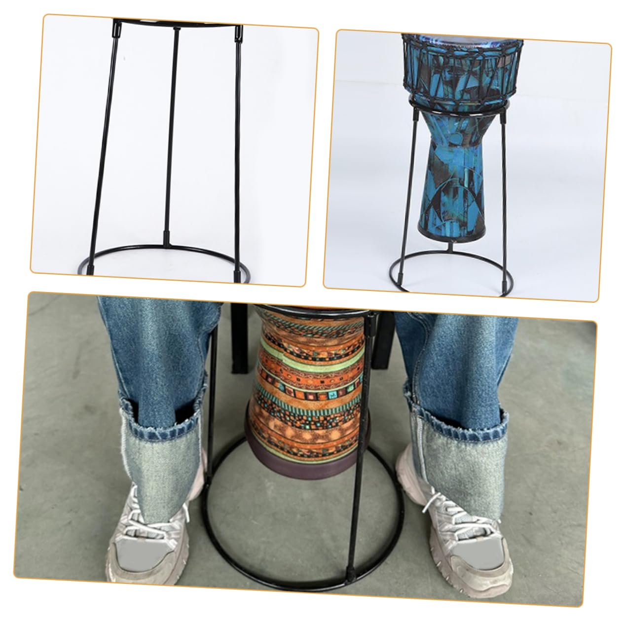 Wakauto Metal Drum Stand African Drum Holder Stable Construction for Percussion