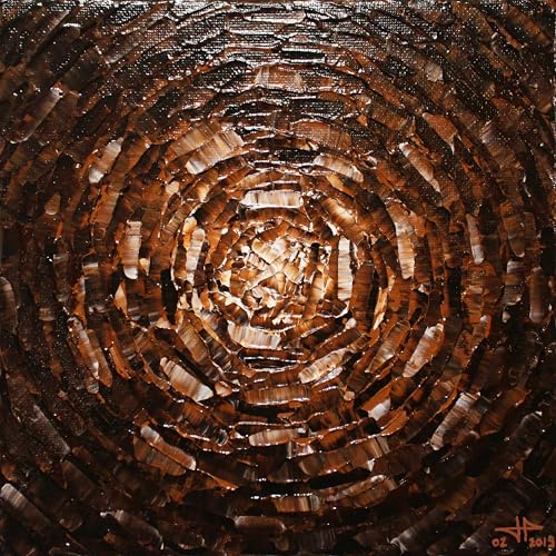Peinture abstraite marron : tableau moderne en relief de haute qualite