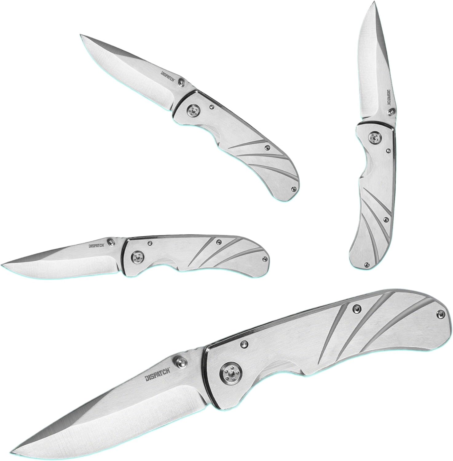 Dispatch ​​Knight​​ Series 4 Pcs 3.5" Folding Pocket Knife for Men with Pocket Clip, ​Drop Point​​, EDC Camping Survival Hiking Outdoor Knife with Full Brushed Finish, ​Liner Lock