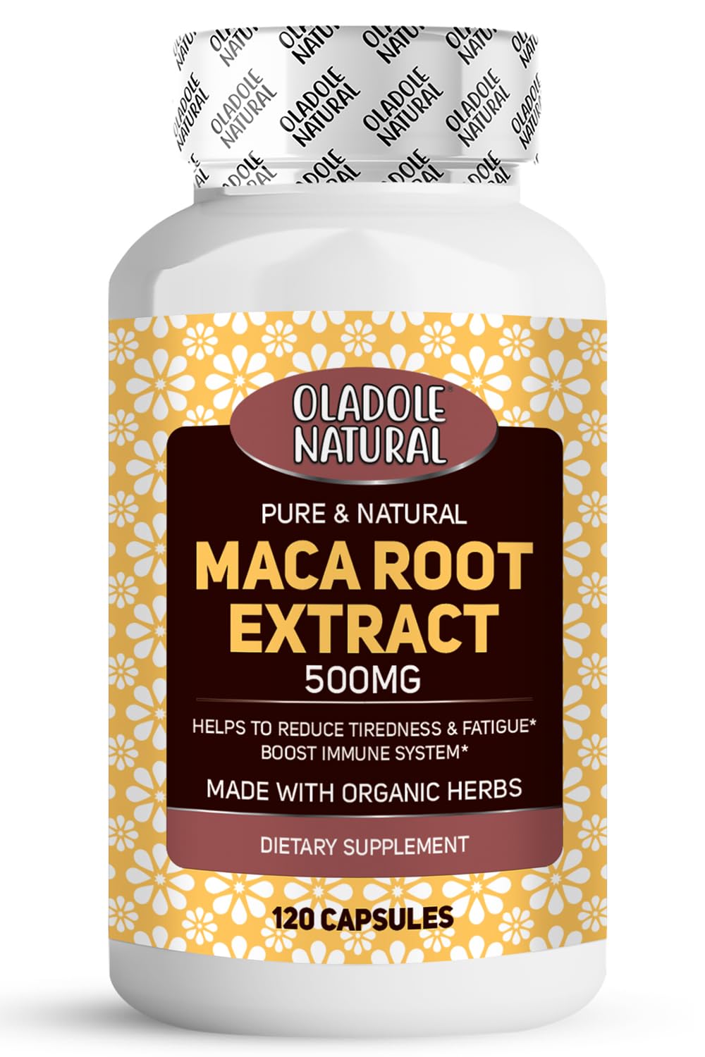 Oladole Natural Maca Root Extract- 500mg (120 Capsules) | Supports Hormone Balance Support, Reproductive Health, Relaxation & Manage Stress | Non-GMO, Gluten Free
