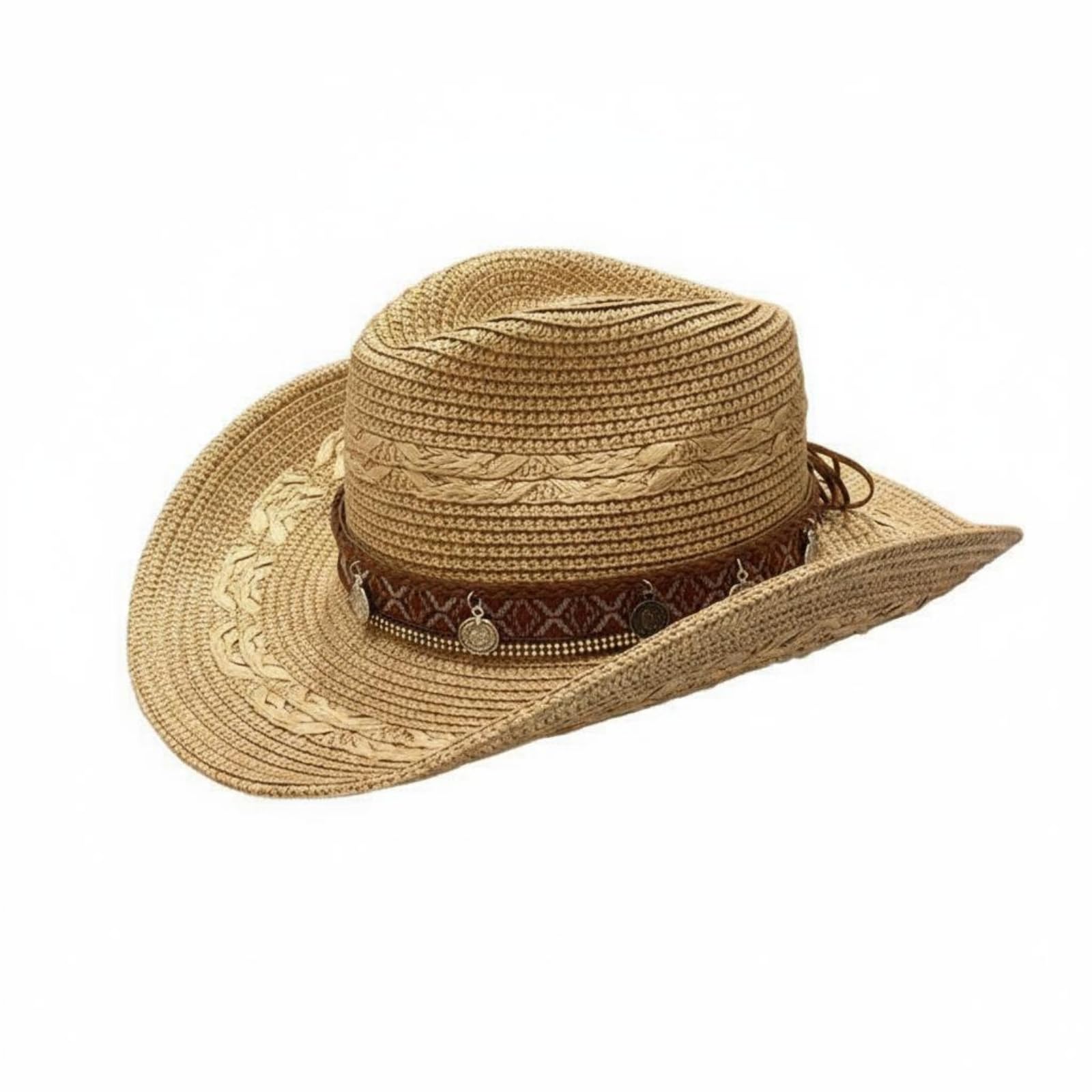 Beach Sun Hat Lightweight Wide Brim Straw Hat Breathable Headwear for Women, Men, Travel, Vacation, Khaki, D-638 Round Label-image-27