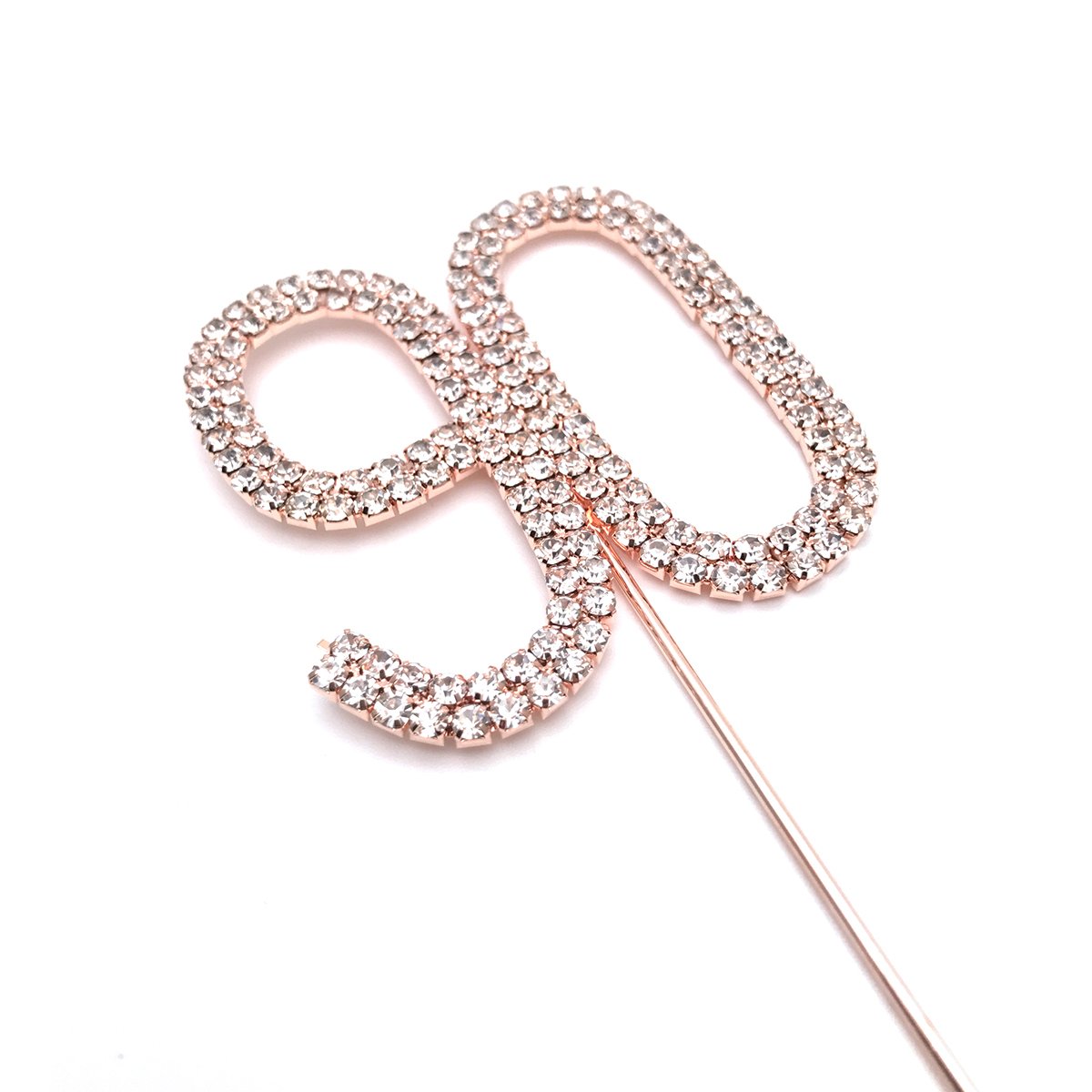 World of Sparkles 6cm Cake Toppers with Silver Diamante Rhinestones Diamonds and Rose Gold Base for Anniversary, Birthday Kids Children Adults Party — image 1
