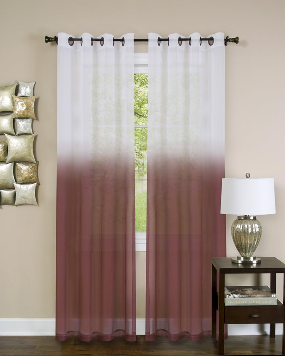 ACHIM Home Furnishings Essense Grommet Window Curtain Panel, Burgundy, 52 x 63-Inch, 52 x 63-inch Panel (ESPN63BU12)