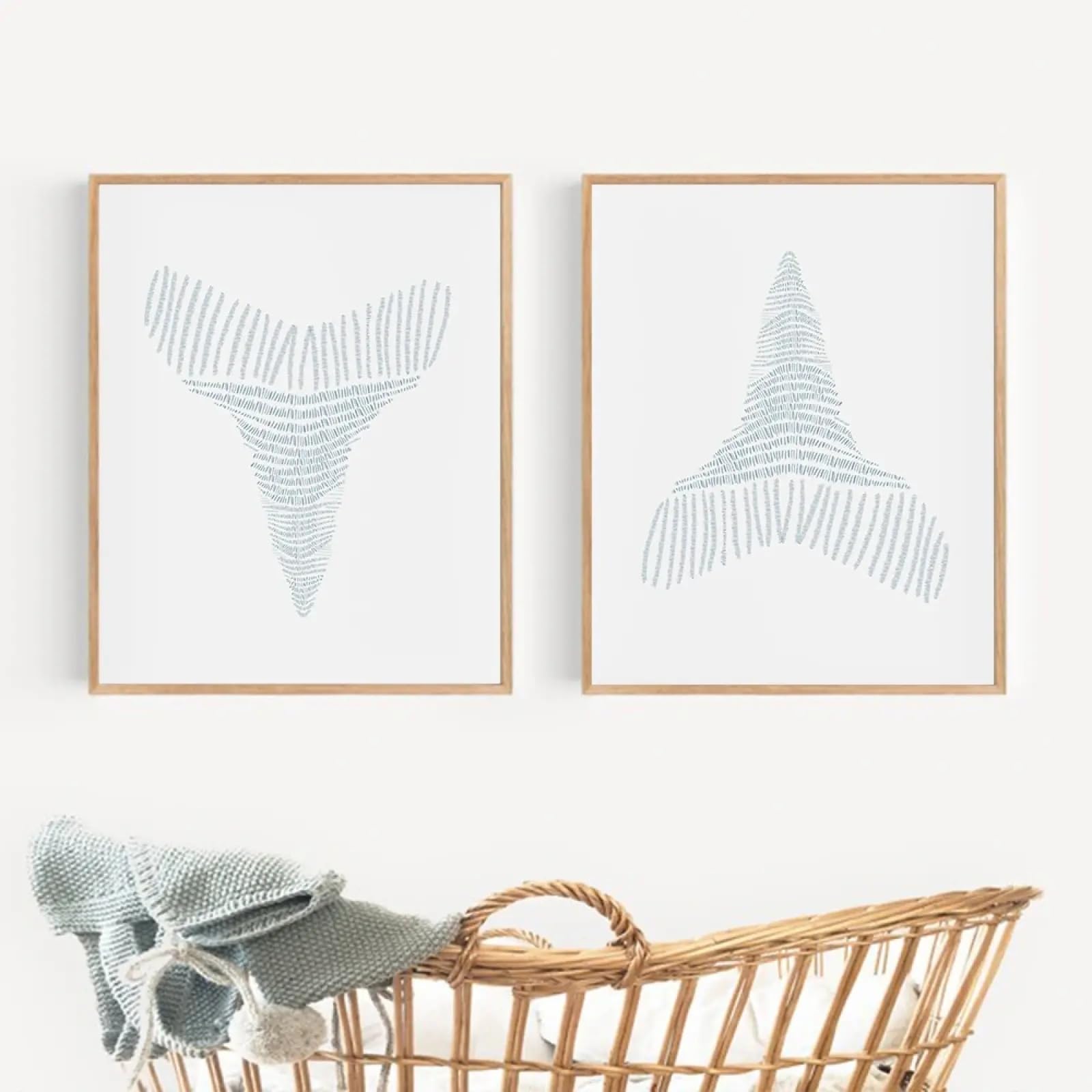 Tableau requin abstrait sans cadre lot de 2 toiles déco sans reflet - 8