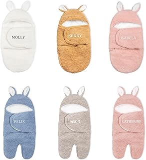 Cute Baby Name Bunny Swaddle Personalized New Baby Swaddle Blanket Shower Gift Custom Swaddle Bunny Baby Blanket Newborn Gift Swaddling Blankets
