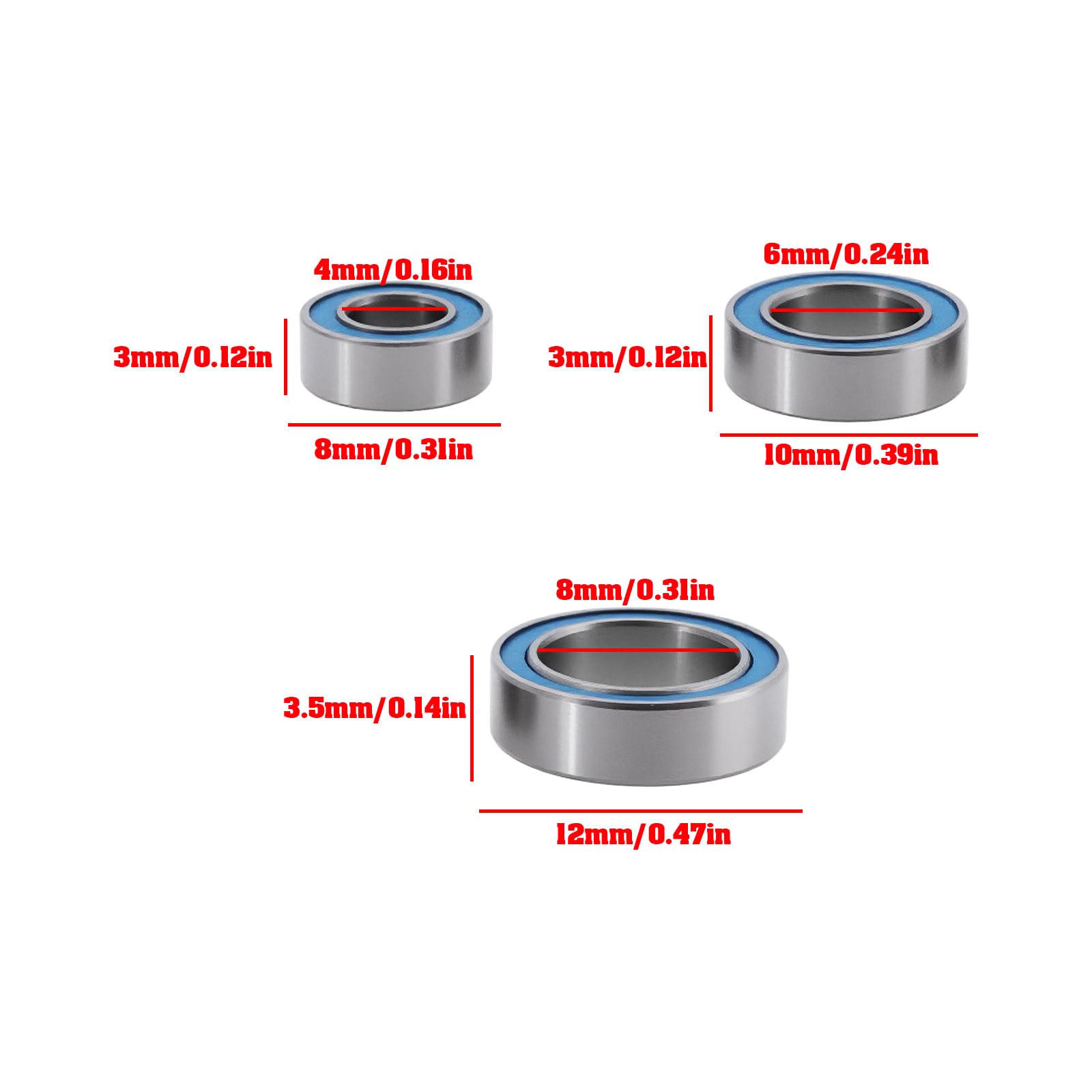 Briny River 1Set RC Car Bearings Kit Compatible with LaTrax 1/18 4WD Rally Compatible with Prerunner - Image 4