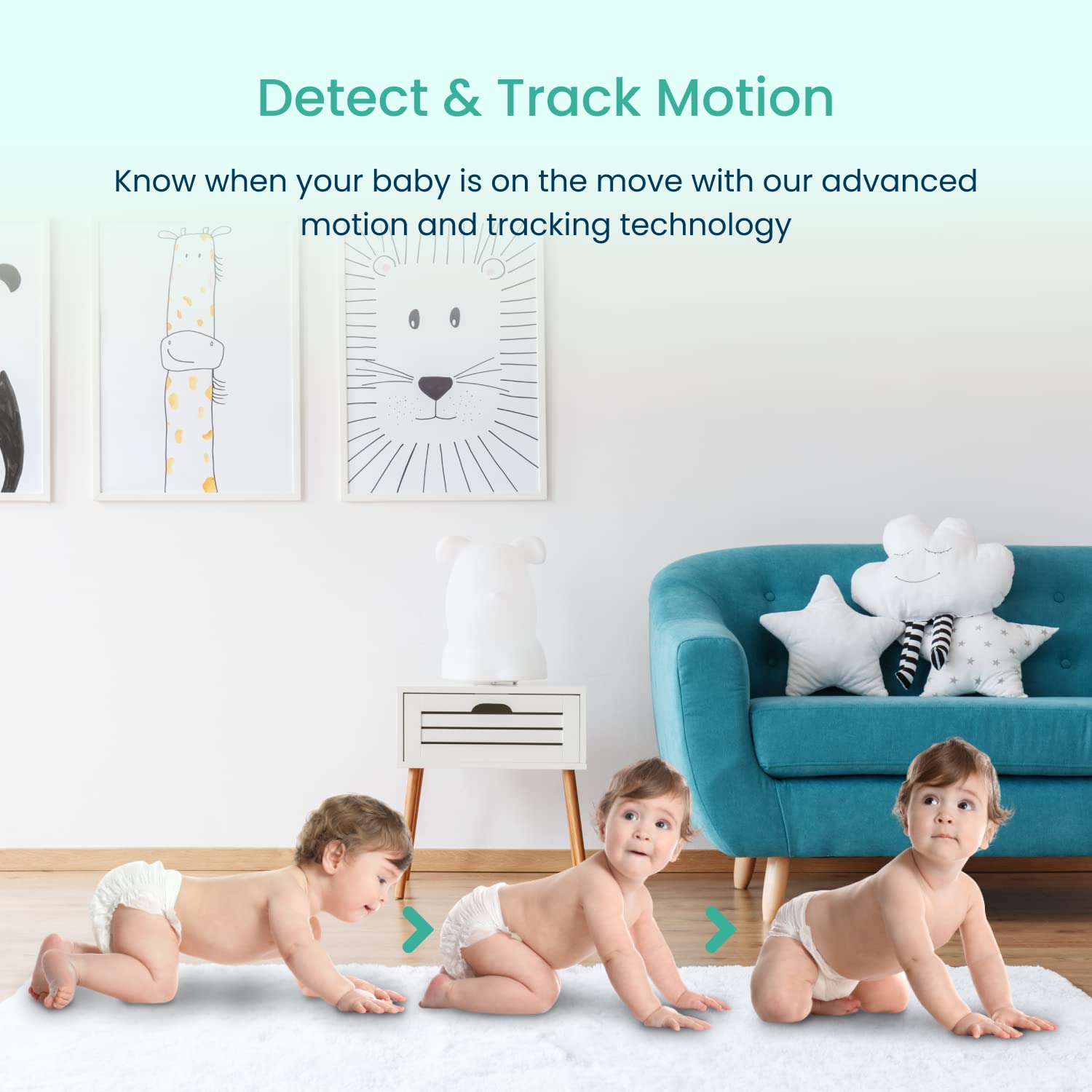 Ver monitor inteligente WiFi para bebé, cámara de 1080p, visión nocturna HD, detecta y rastrea movimiento, captura y graba - Tarjeta SD incluida, aplicación inteligente gratuita para iOS y 6