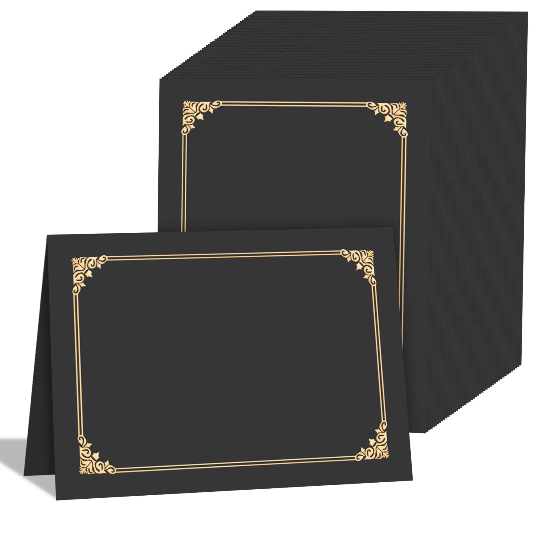 HAUTOCO 90 soportes para certificados, carpetas de diploma, cubiertas de documentos con borde de lámina dorada para cartulina de tamaño carta de 8.5 x 11 pulgadas, premio, graduación