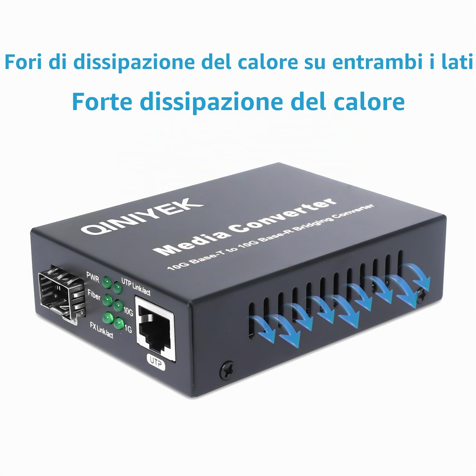 Convertitore multimediale SFP multi-Gigabit 10G, convertitore multimediale Ethernet a 2 porte 10G, 1 x 100M/1G/2.5G/5G/10GBase-T RJ45 a 1x 10GBase-X SFP+ Slot NDAA e TAA, adattatore di