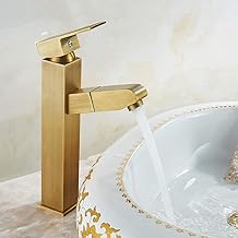 Grifo Monomando para Lavabo con rotación de 360 ​​°, Color marrón, Retro, Caliente, frío, telescópico, para baño Little Surprise