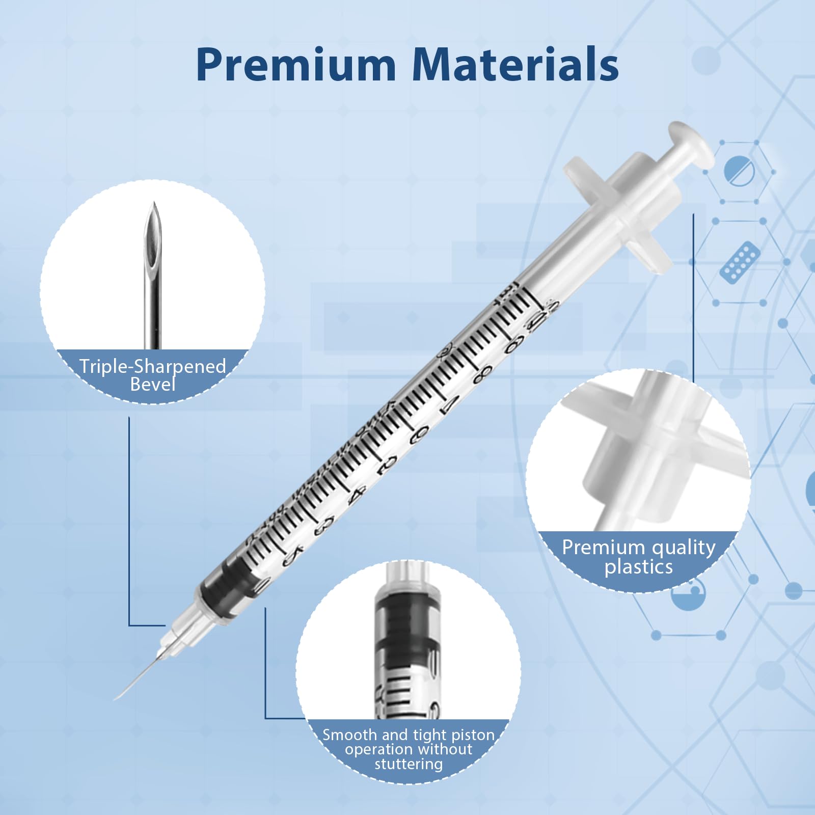 Jeringa U-100, 1 ml, 30 g, 5/16 pulgadas, 8 mm, herramientas de laboratorio, envueltas individualmente, paquete de 30