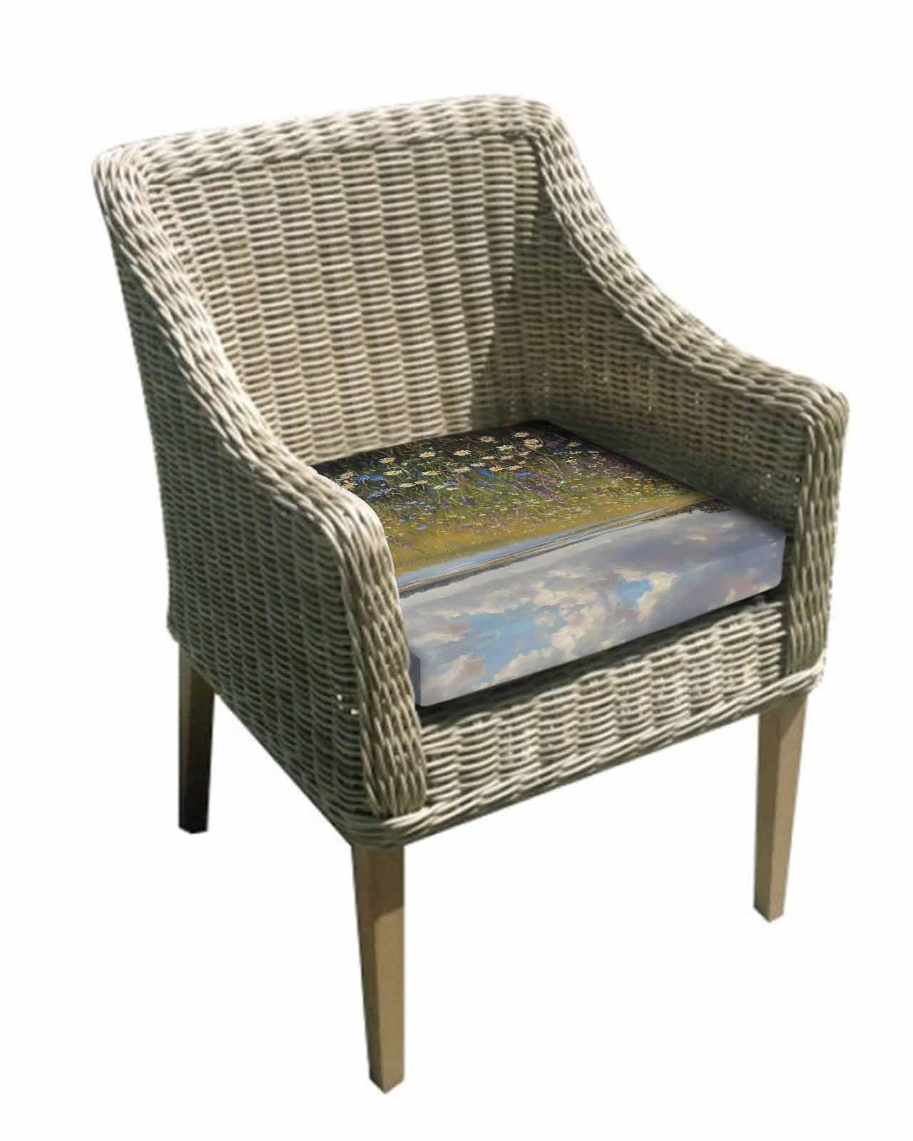 Hokiten Spring Floral Outdoor Cushion Chair Cover Set of 2 - Waterproof Couch Seat Covers, Modern Oil Painting Summer Botanical Patio Furniture Protector Cushions Slipcovers for Sofa/RV, 24