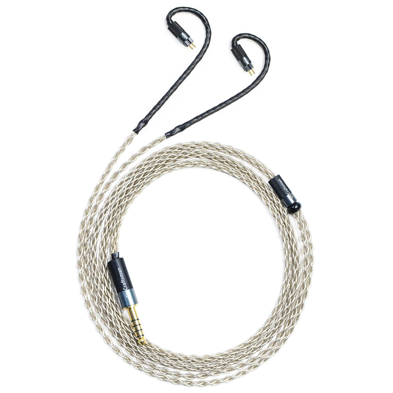 GUCraftsman 0.78mm-2-Pin IEM-Upgrade-Kabel aus 6N Einkristall-Silber für MOONDROP BLESSING 2, DUSK, 64 Audio Volur, U6t, U12t, Tia Trio, Vision Ears VE2, VE3.2, Empire Ears Legend X (4,4 mm Stecker)