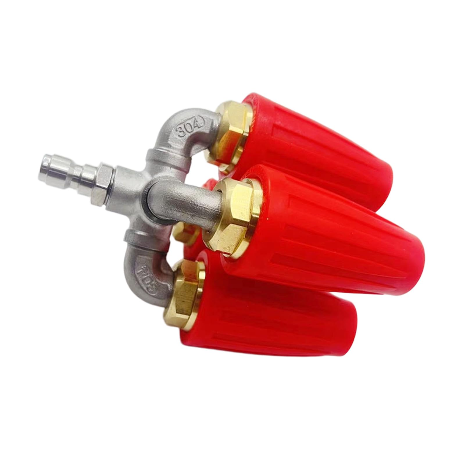 Kaeltsyn Red Industrial Grade 4 Way Brass Water Sprays Nozzle Washer Rotating For Construction Site Cleaning And Agricultural Use Farm Germicide Head