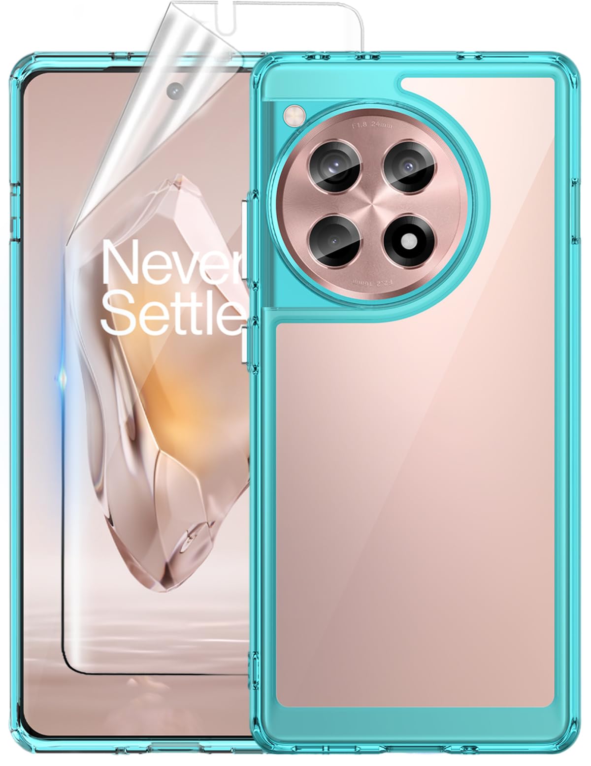 SKOAI for 1+ 12R 5G Case Cover: 1 + 12R Phone Back Cover Ultra Hybrid [Anti-Yellowing][Mil-Grade Anti-Drop] with Flexible TPU Screen Protector - Crystal Blue Xc