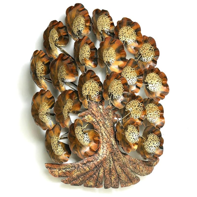 Image of Bharat Art Metal Iron Jali Tree Wall Art Decor for Living room Home Bedroom Cafe Interior Decorative | Elegant Wall Hanging Sculpture | Gift Item | Multicolor | 30 x 2 x 30 Inch | W173