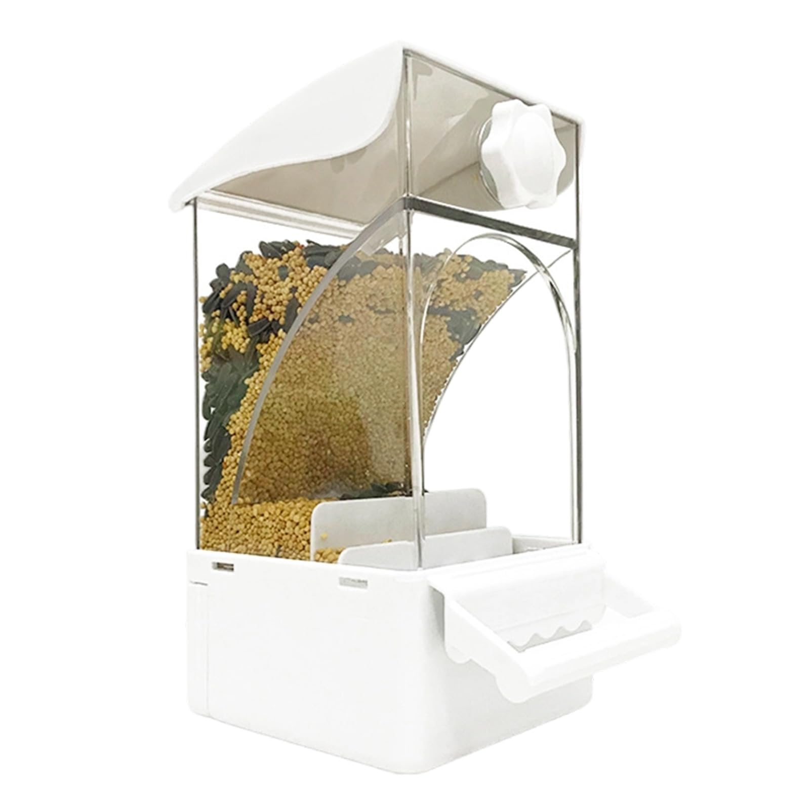 NEWFT Space Saving Hanging Bird Feeder With Anti Scatter Feature Automatic Food Dispenser Clear PET Construction For Bird Cage