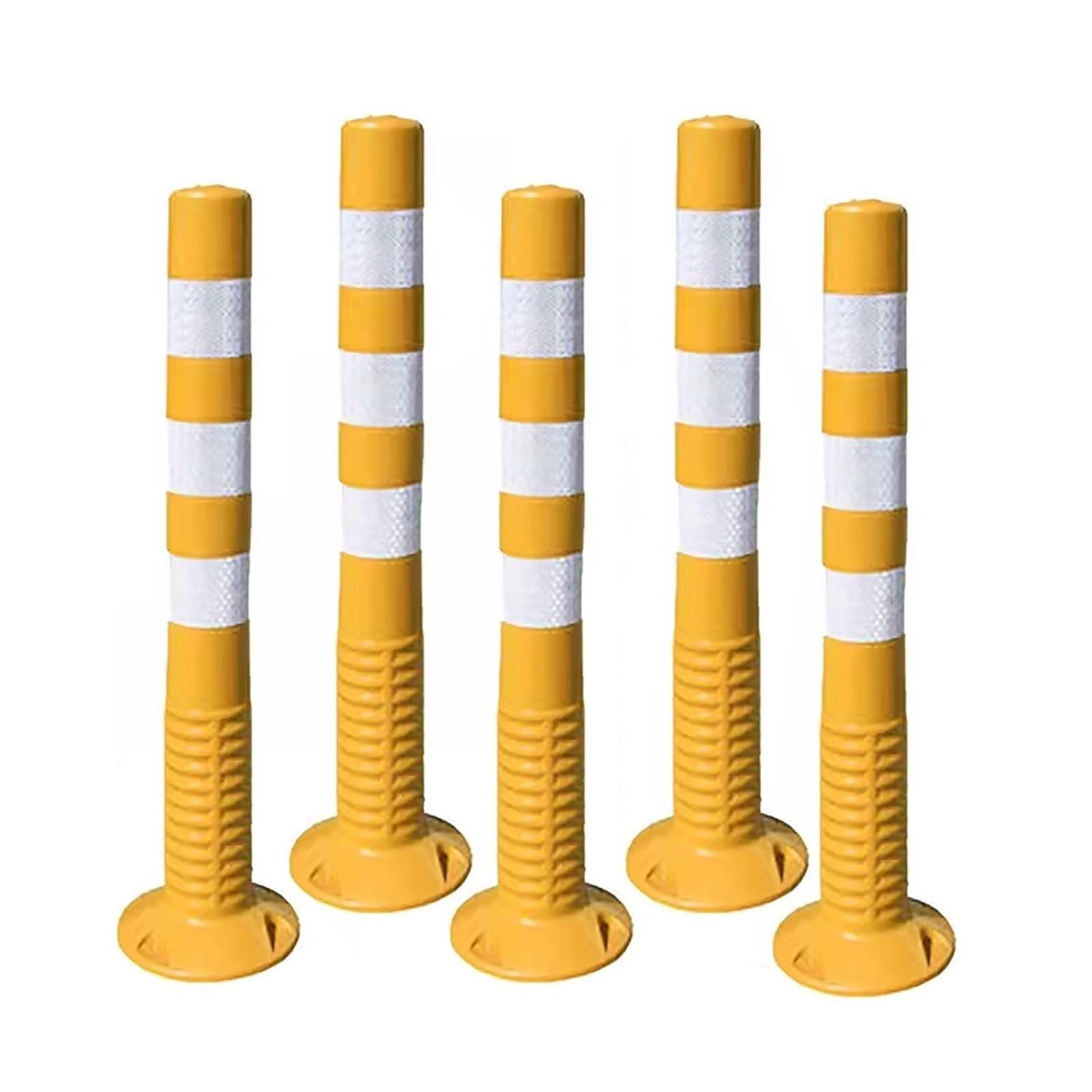 WDSOPK Parking Pile 5 Pack Safety Bollard Post, Flexible Traffic Security Posts for Driveway（Yellow）