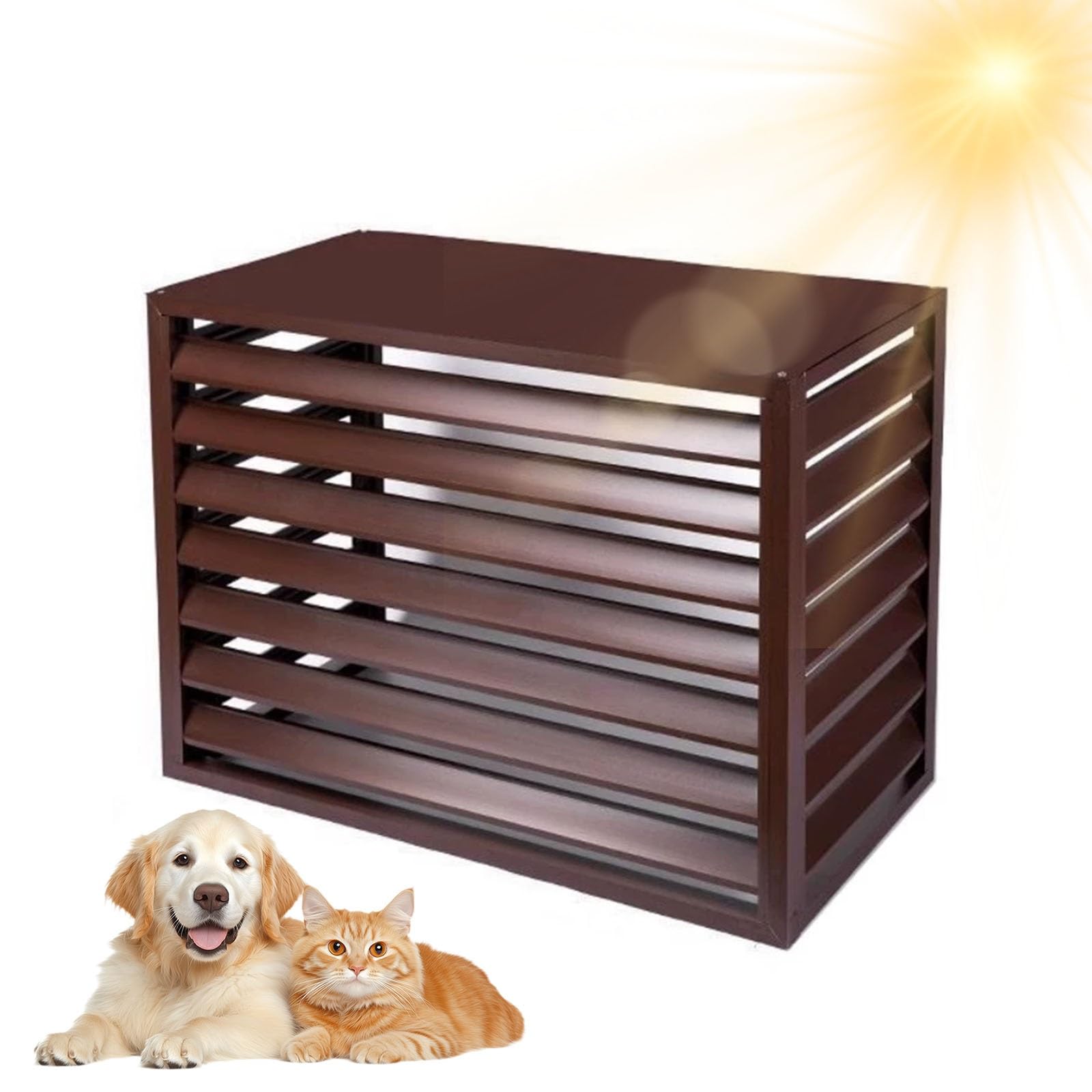 Cubierta de aluminio para aire acondicionado, impermeable, reducción de ruido, antirrobo, protección universal, para unidades de 110 cm, color marrón h