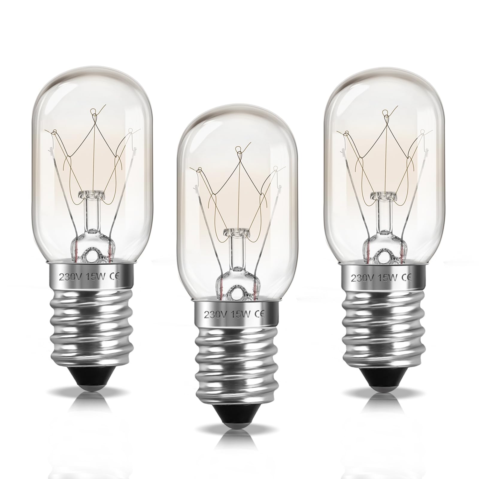 Liuyife 3 Stück E14 Kühlschranklampe, Dimmbar, Hitzebeständig bis 300 Grad, 100LM Warmweiß 2700K, E14 Salzlampenbirnen für Kühlschrank, Mikrowelle, Dunstabzugshaube, Salzsteinlampe