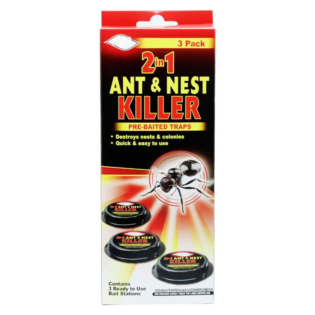 3pk Ant Killer Bait Station Destroys Ants and their Nests, Black