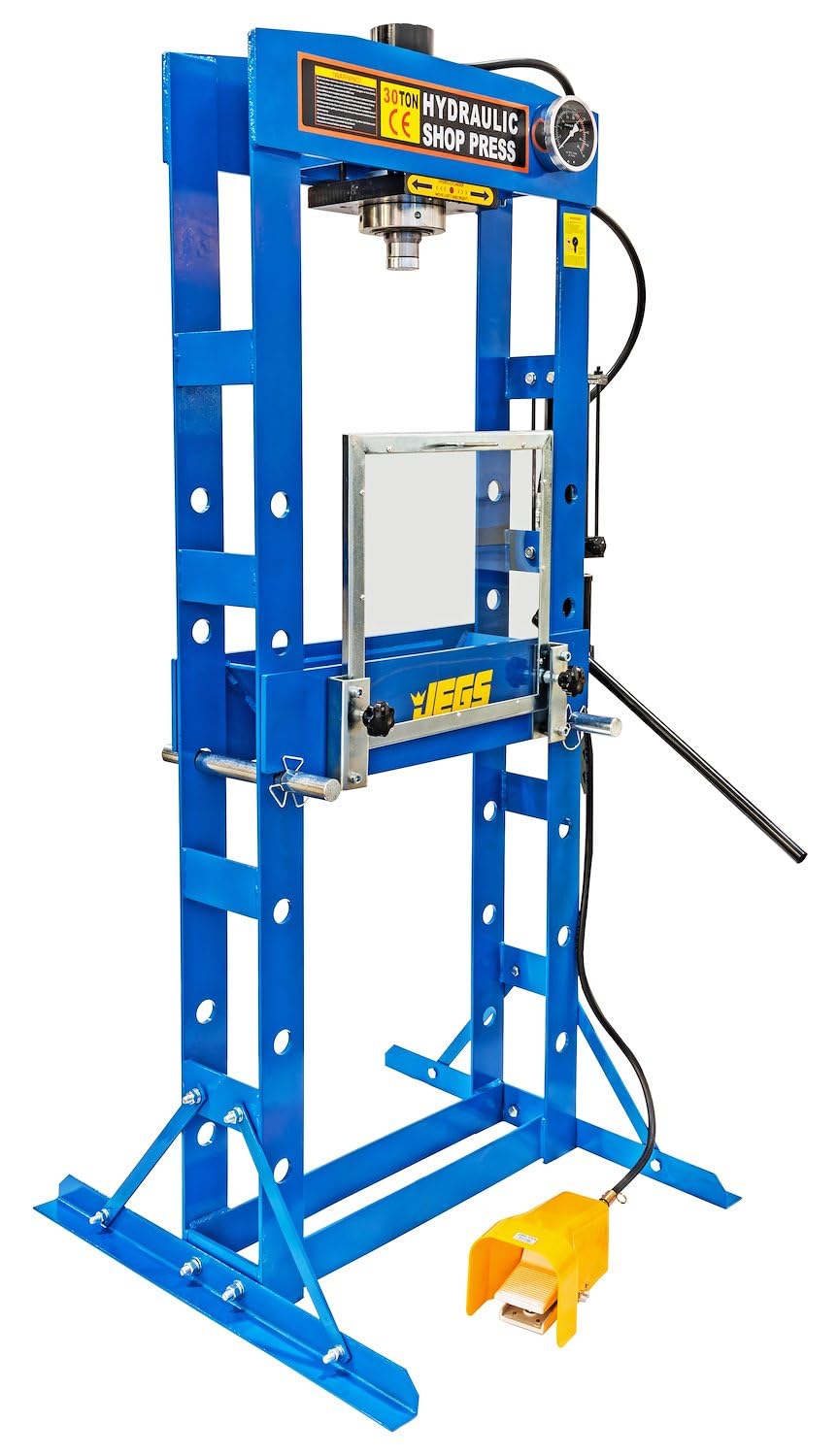JEGS 30-Ton Hydraulic Shop Press | Floor Mount | Air Operated Foot Pedal
