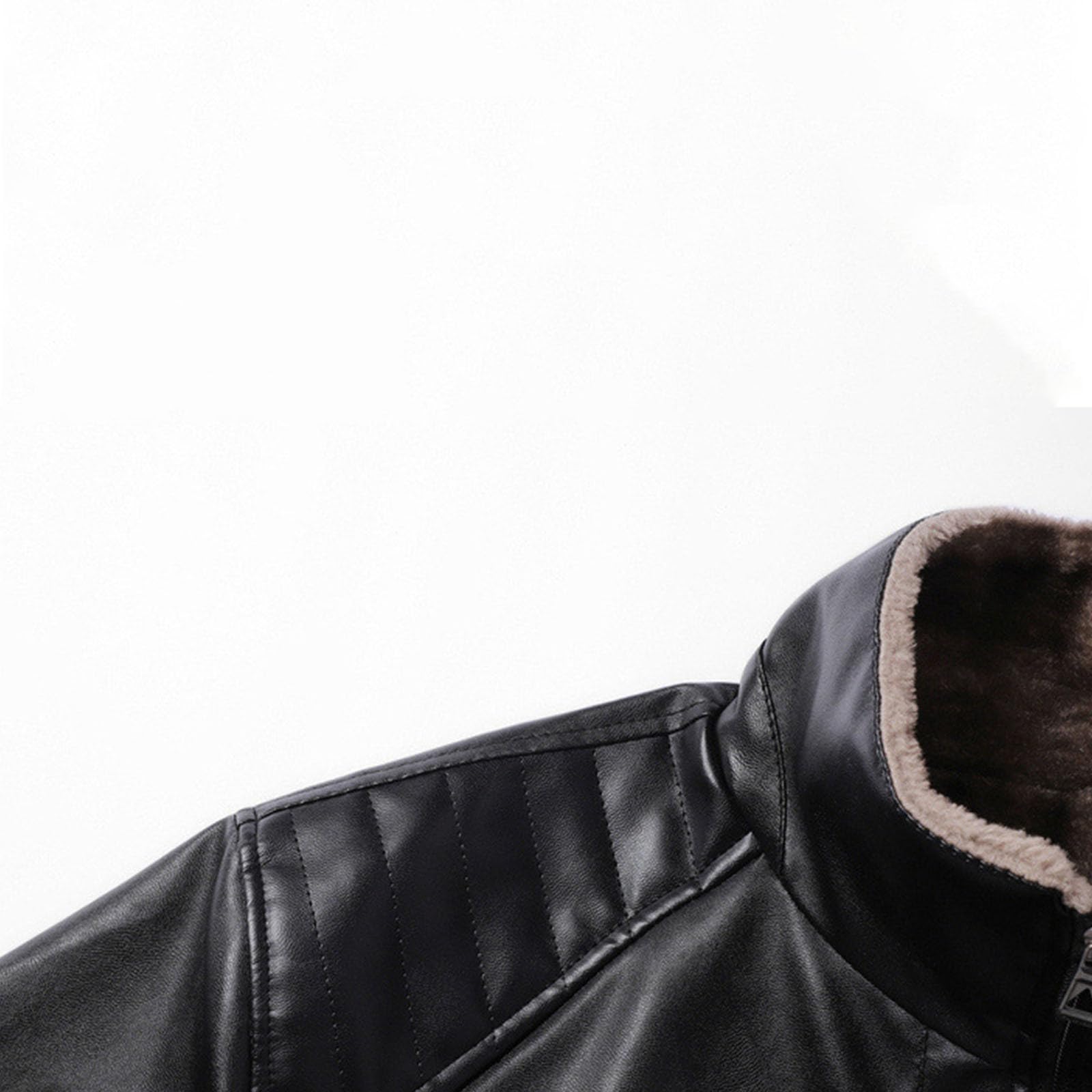 Motorrad Lederjacke Herren Vintage Motorradjacke Fleece Dicke Bikerjacke