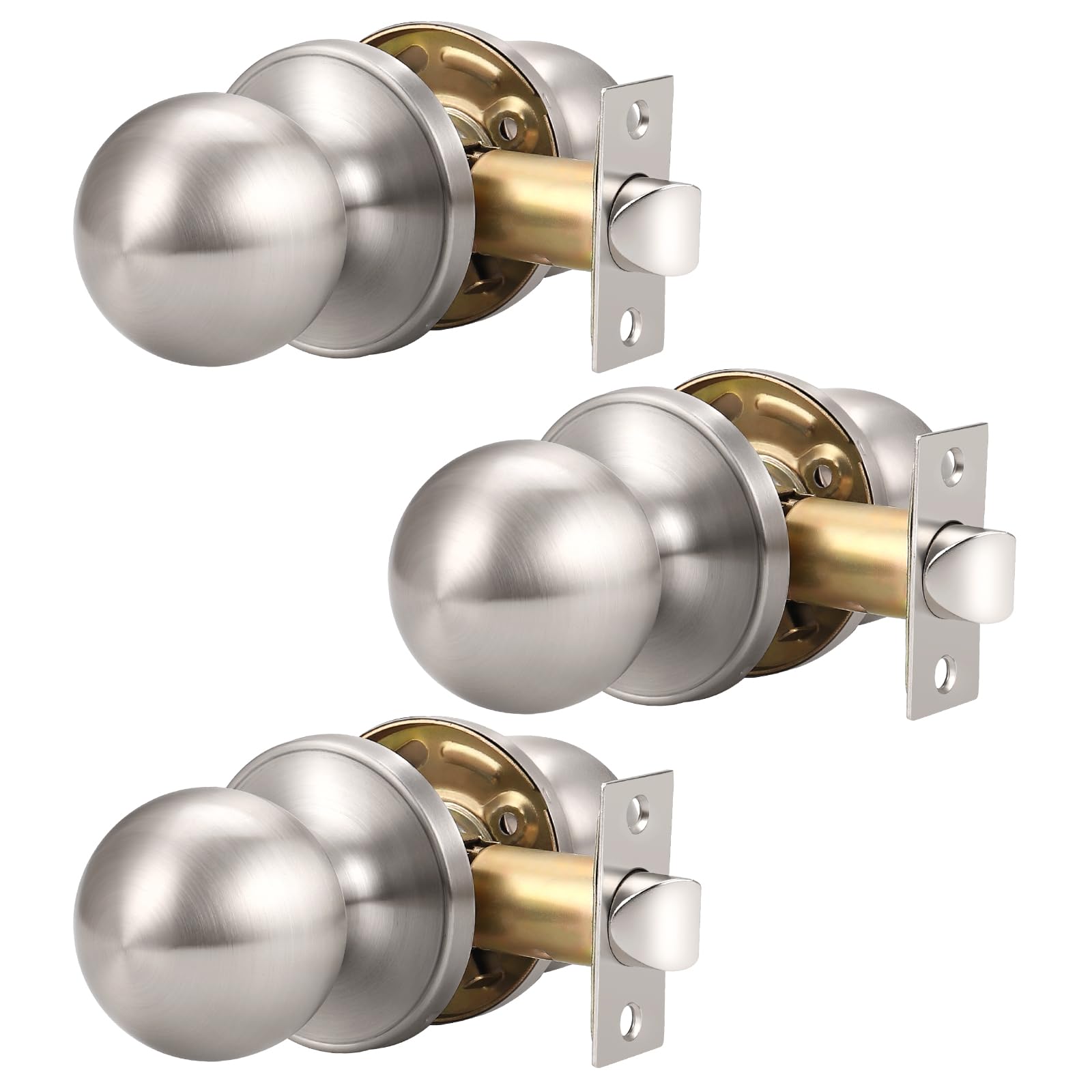 Satin Nickel Door Knobs - 6 Pack Privacy Set -10 Satin Nickel Door Knobs - 6 Pack Privacy Set -10