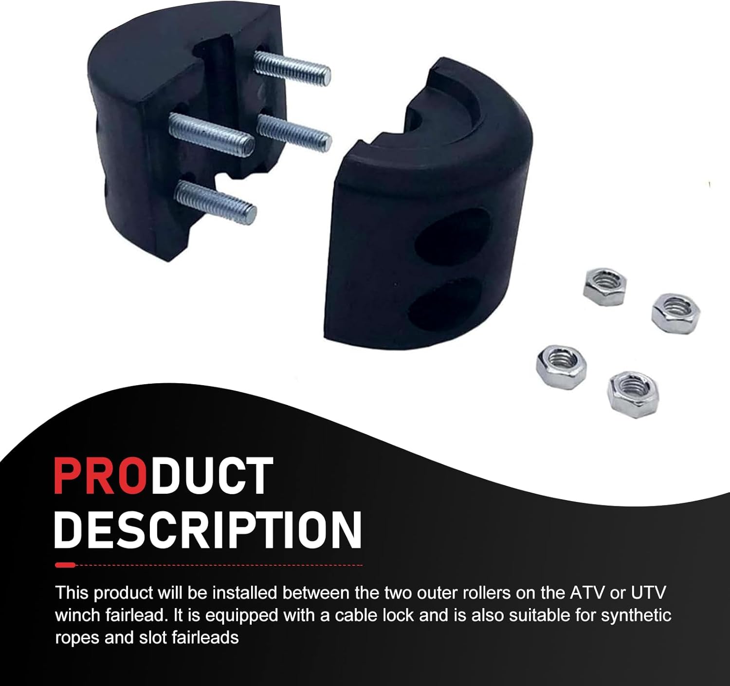 Winch Cable Hook Stopper, Rubber Winch Stopper for Wire & Synthetic Rope, with Stainless Steel Screws Nuts & Allen Wrench, Universal for ATV UTV Truck SUV (Black)